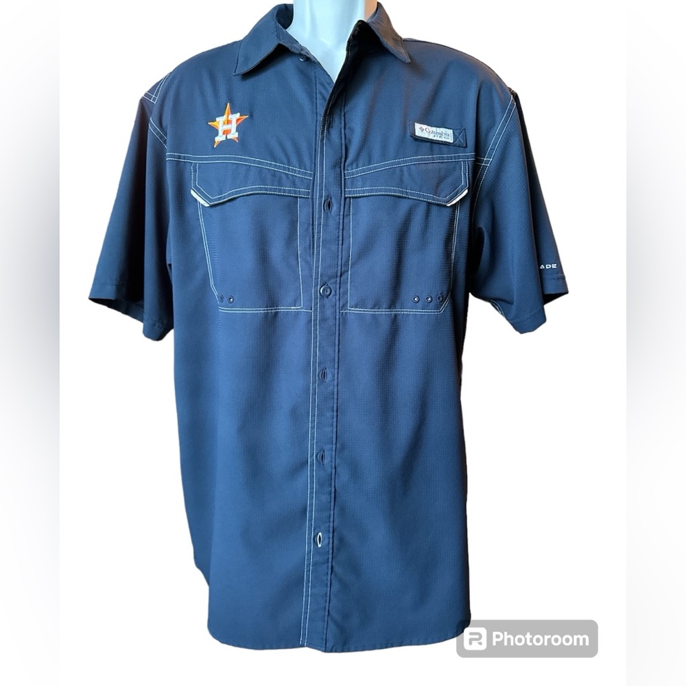 Columbia Shirt Mens Medium Houston Astros Omni Shade PFG Fishing